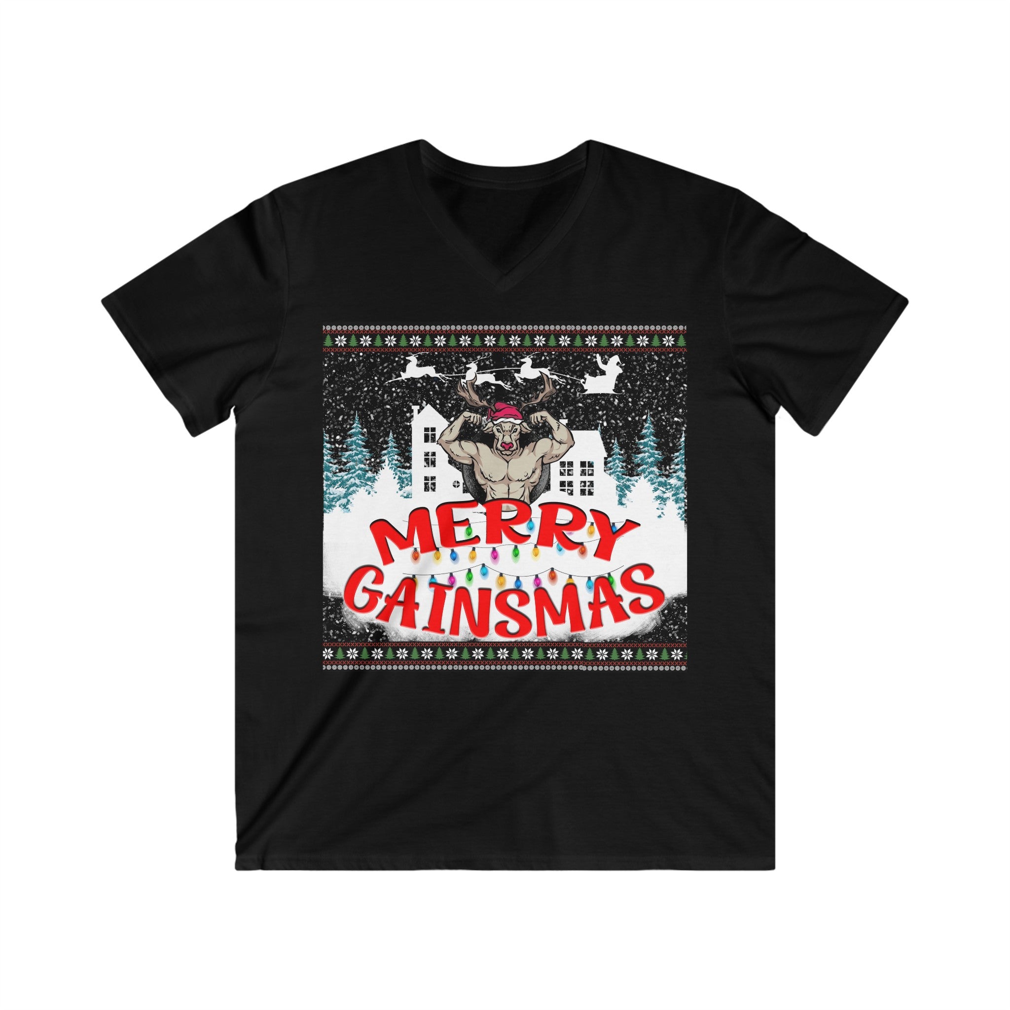 Gainsmas Men's  Fitted V-Neck Short Sleeve Tee