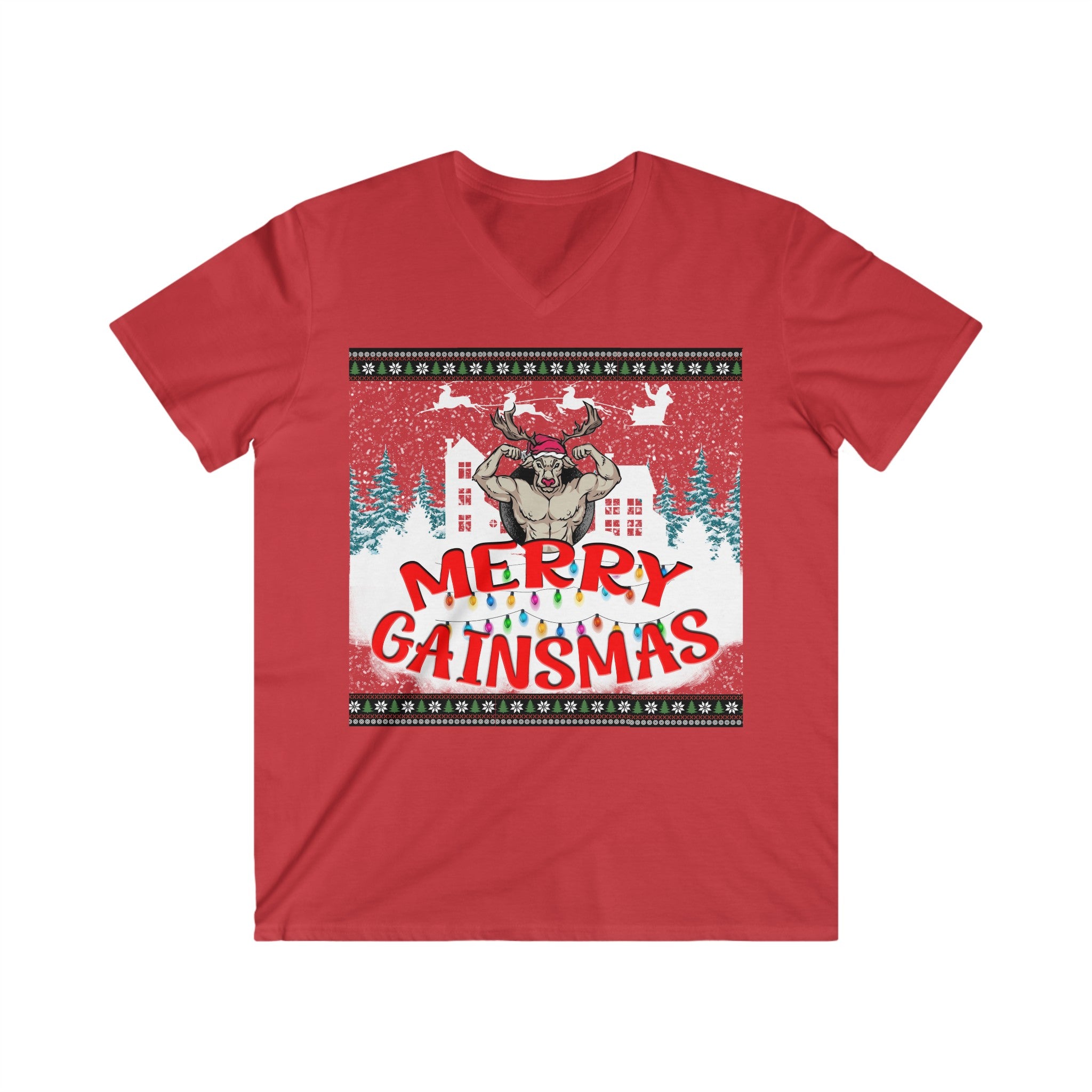 Gainsmas Men's  Fitted V-Neck Short Sleeve Tee