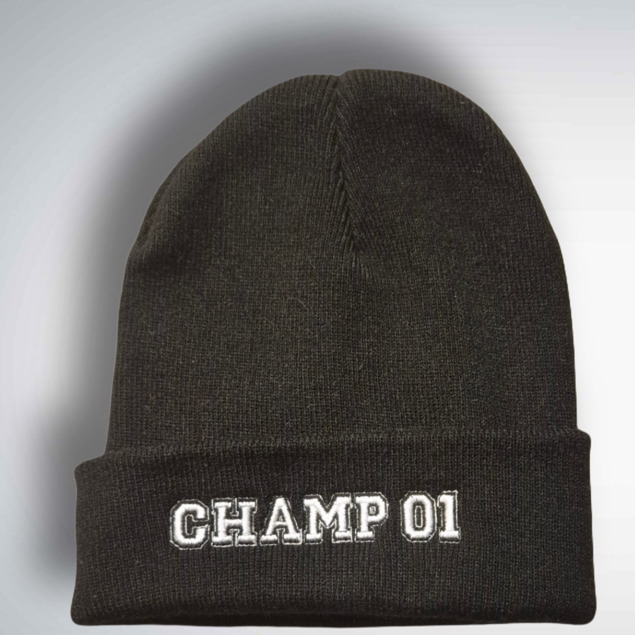 Gainsberg “CHAMP 01” Embroidered Beanie – Premium Gym & Streetwear Hat