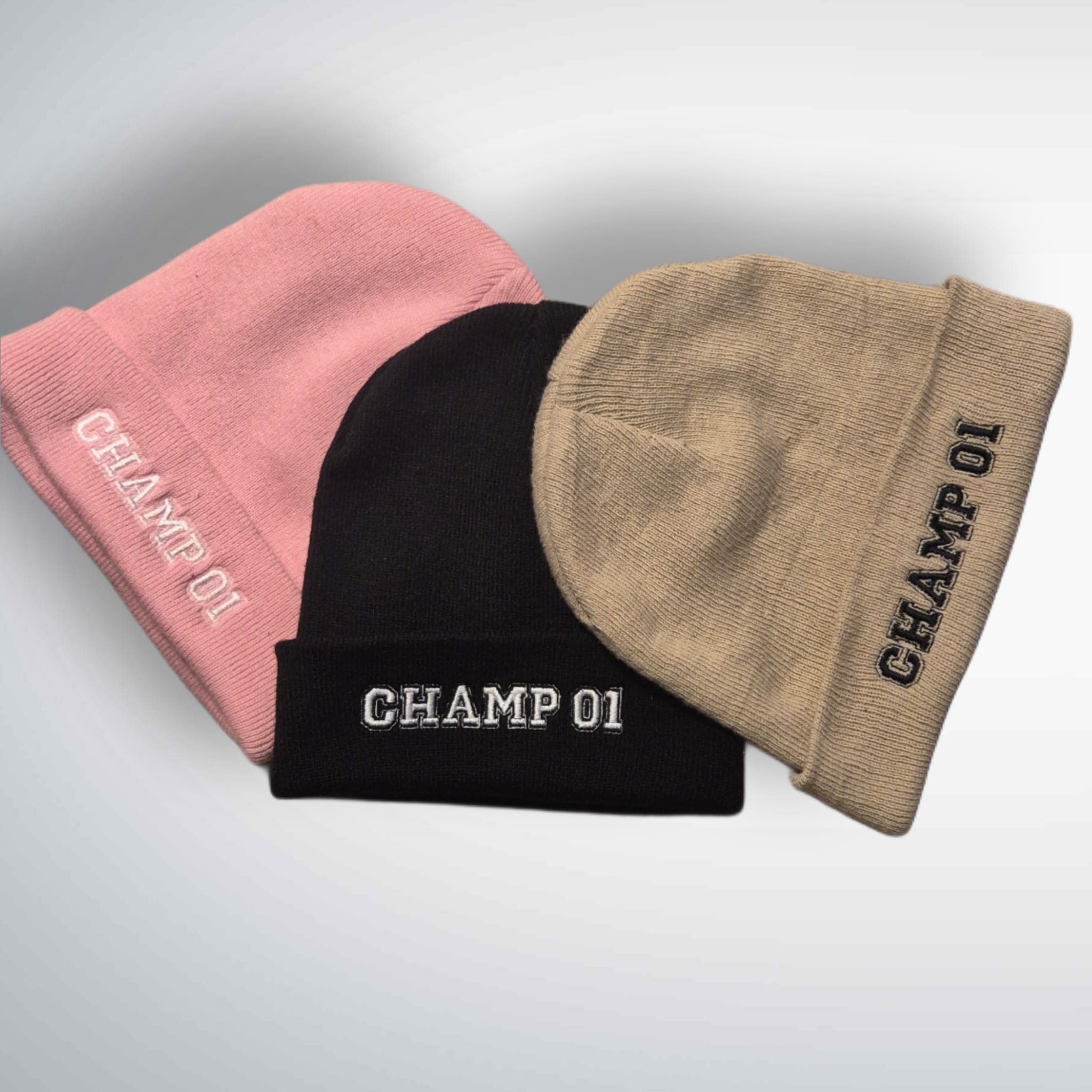 Gainsberg “CHAMP 01” Embroidered Beanie – Premium Gym & Streetwear Hat